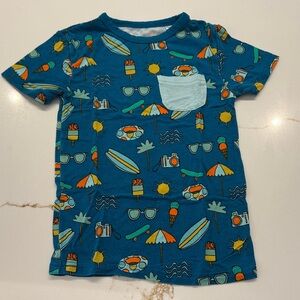 Little Sleepies Teal Blue Summer Print Pajama Top